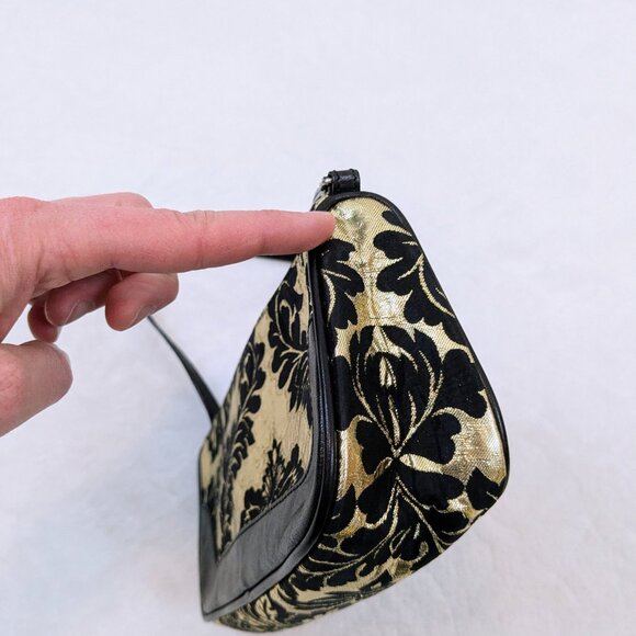 Dolce & Gabbana black gold leather satin mini shoulder bag Y2K vintage - Picture 5 of 16